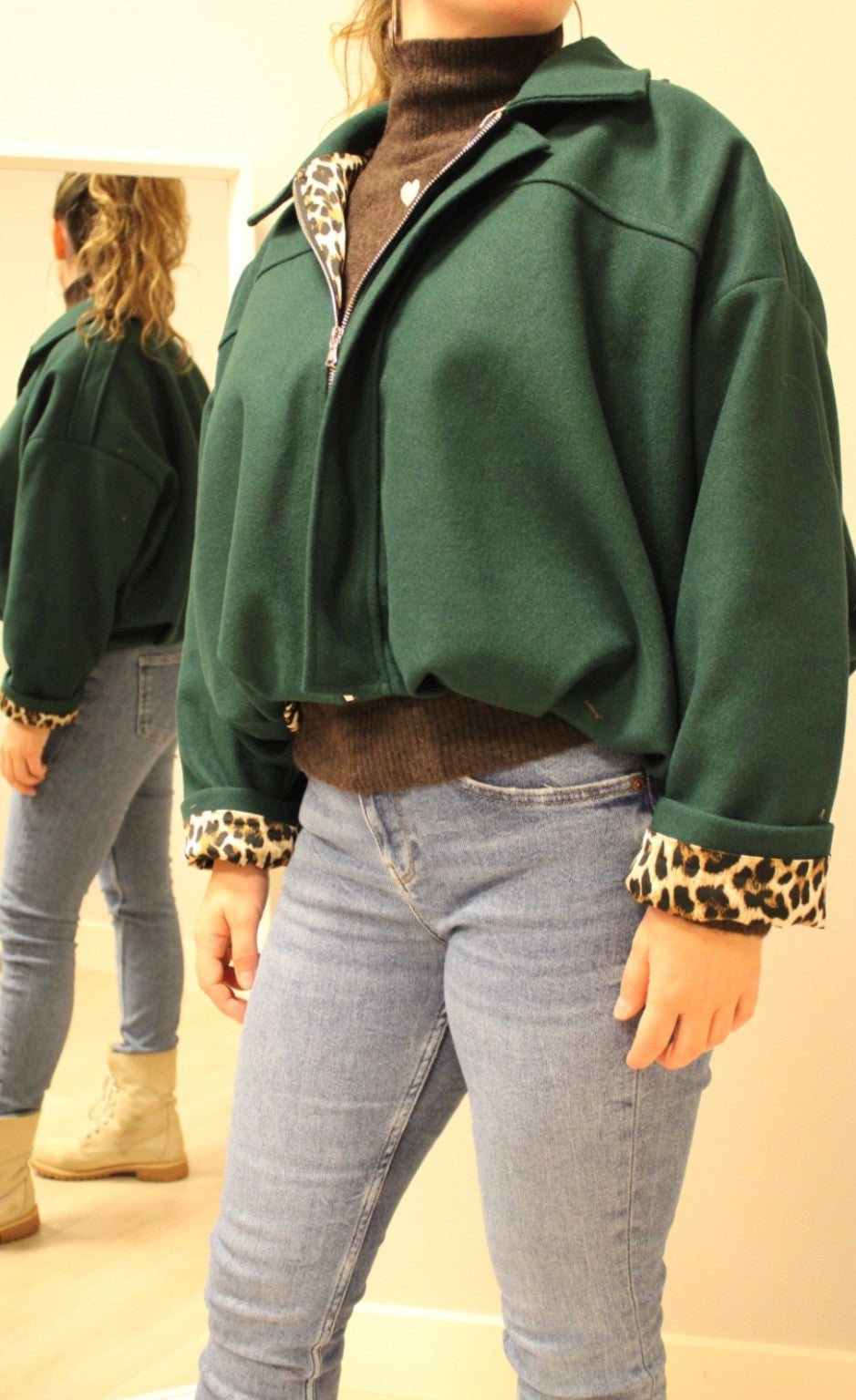 💚 Groen Jacket met Panterdetail