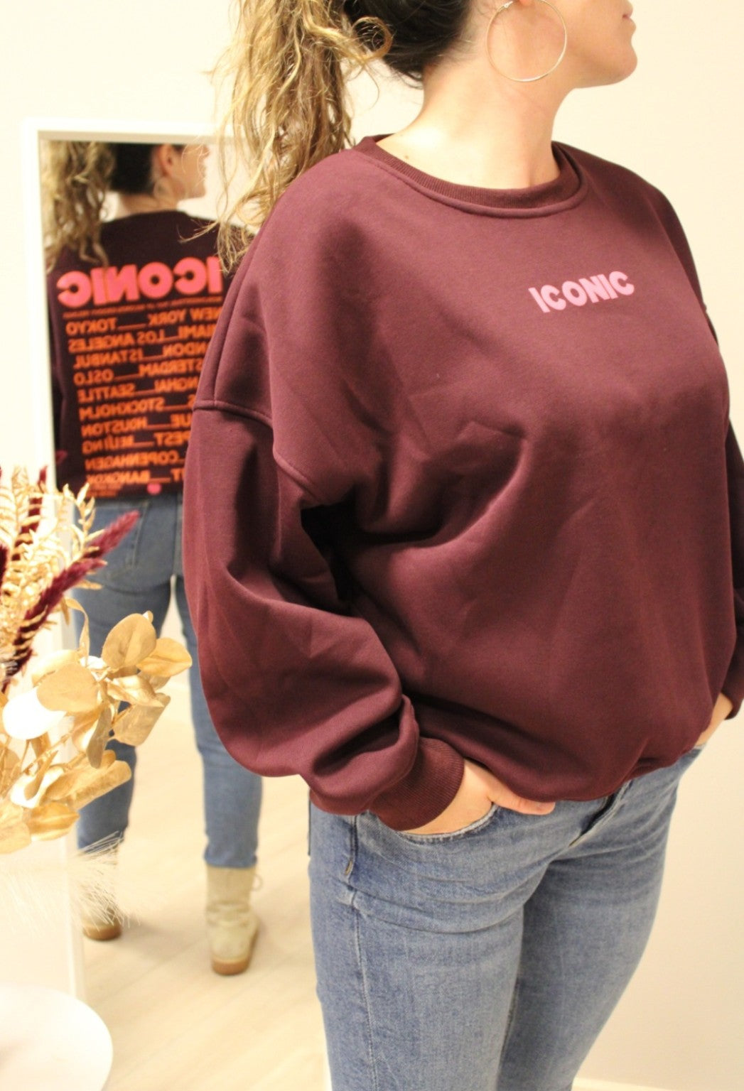 💖 Bordeaux ICONIC sweater – zachte velvet binnenkant 💖