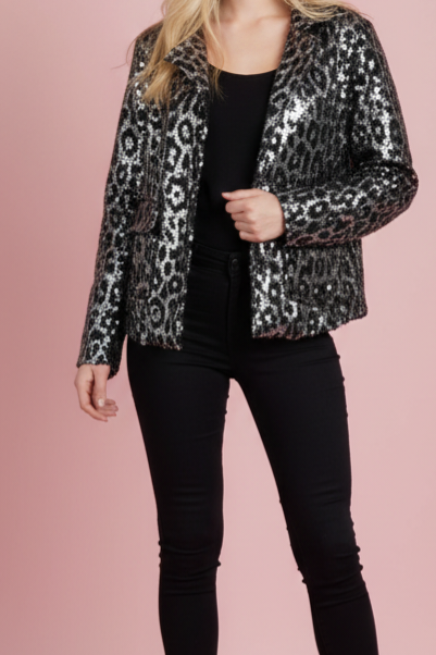 Panterprint Jasje – Zwart Zilverglans ✨