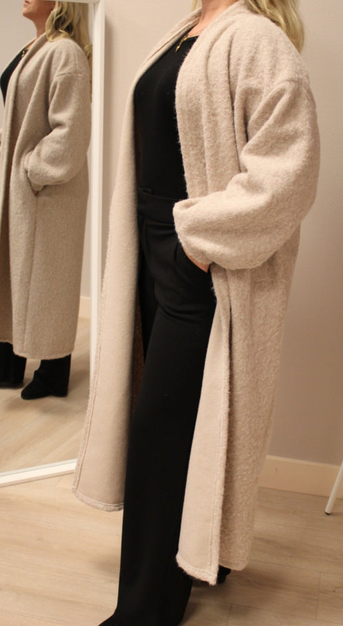 Beige Long Teddy Cardigan