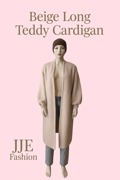 Beige Long Teddy Cardigan